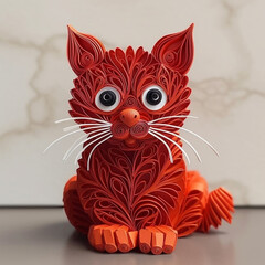 Cat Artwork in Quilling Technique ai generation High quality photo