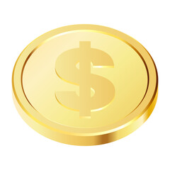 Golden money. Rotating gold coin.