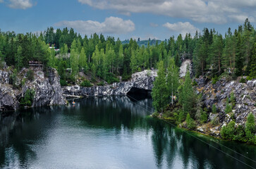 Karelia Ruskeala marble canyon in summer