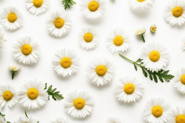 seamless pattern of white daisy flowers on white background. Illustration. Generative AI