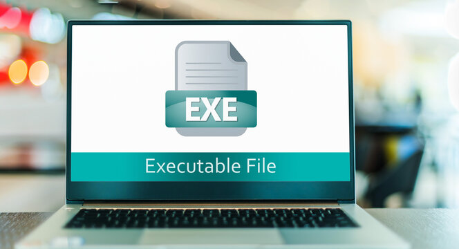 Laptop computer displaying the icon of EXE file