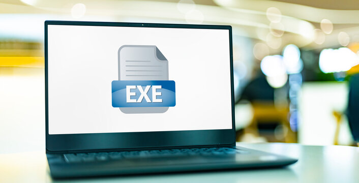 Laptop computer displaying the icon of EXE file
