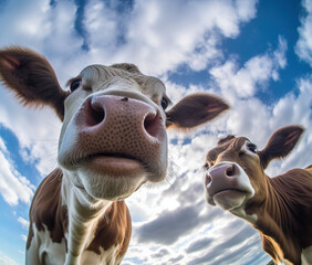 Cows staring down at you. Close up.