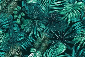 green leaves on a black background, creating a natural and minimalist aesthetic. Generative AI