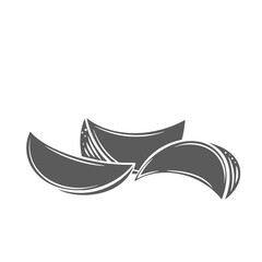 Mango slices glyph icon vector illustration. Stamp of ripe fruit pieces with delicious pulp and skin, pile of sliced natural juicy mango for fresh smoothie, healthy juice and exotic Asian dessert