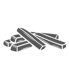 Sweet potato slices glyph icon vector illustration. Stamp of raw vegetable cut sticks and julienne pieces pile for cooking French fries, frozen or fresh uncooked straws of sliced organic potato