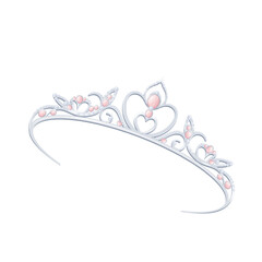Princess crown vector illustration. Cartoon isolated cute diamond tiara of diva, jewelry of queen or princess with precious pink gems, beauty accessory and symbol of medieval royalty and treasure © setory