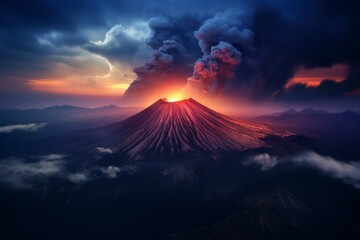 Volcanic eruption. Climate change concept. AI generated, human enhanced