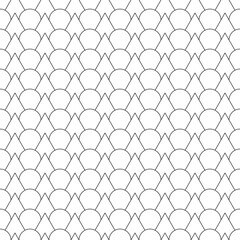 Japan traditional ethnic embroidery ornament with repeated scallops. Fish scale. Repeat scallop background. Seamless surface pattern design with scales. Ancient japanese sashiko uroko motif. Squama.