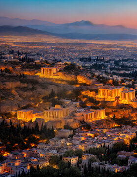 the mountains of Athens, gorgeous breathtaking scenery, cinematic lighting, stunning quality, Generated A.I