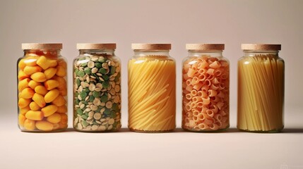 Different colored pasta in cans