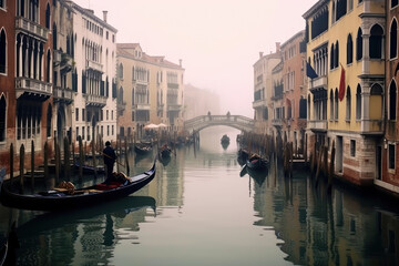 Fototapeta na wymiar Venecia en un día de niebla