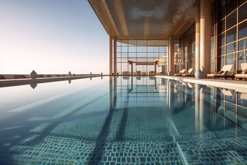 luxury pool in the resort hotel vaporwave