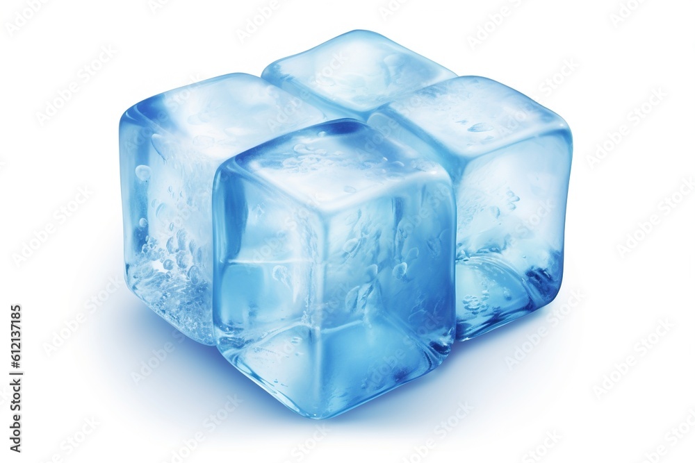Poster ice cubes isolated on white background. generated by ai.