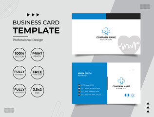 Double-sided Professional Medical Doctor Healthcare Business Card Design Template. Vector illustration