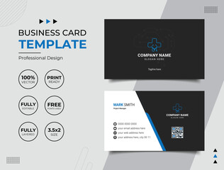Double-sided Professional Medical Doctor Healthcare Business Card Design Template. Vector illustration