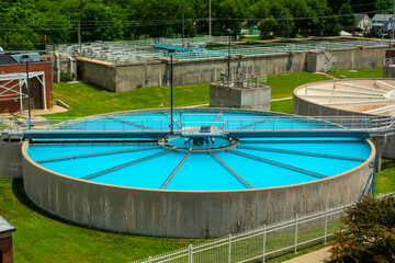 Obraz na płótnie Canvas Water Treatment Plant Filtration Tank on a Sunny Day