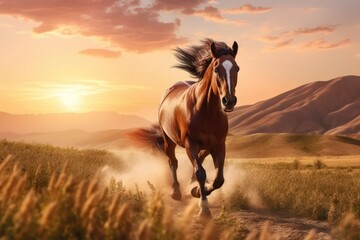 Horses Galloping Through a Sunflower Field