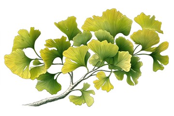 ginkgo isolated on white background. Generated by AI.