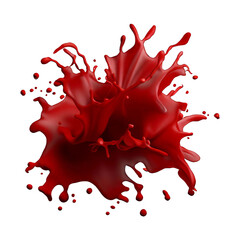 Red Color paint splash. Isolated design element on the transparent background. Generative Ai