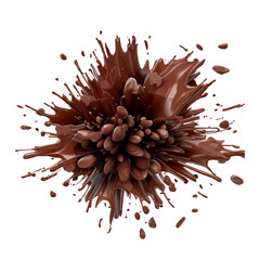 Chocolate blast or splash isolated on white transparent background. Generative Ai
