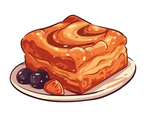 Sweet fruit baked with honey and cream