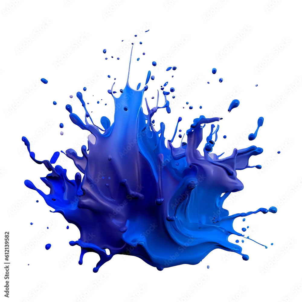 Wall mural blue color paint splash. isolated design element on the transparent background. generative ai