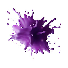Purple color paint splash. Isolated design element on the transparent background. Generative Ai