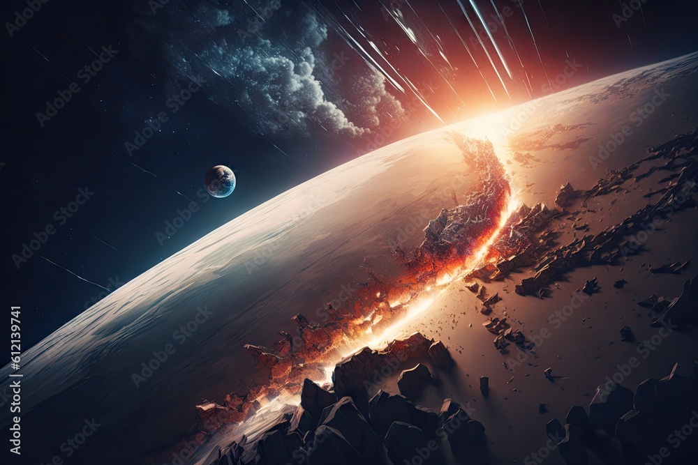 Sticker tilt shifted aerial view of earths atmosphere in space. generative ai aig15.