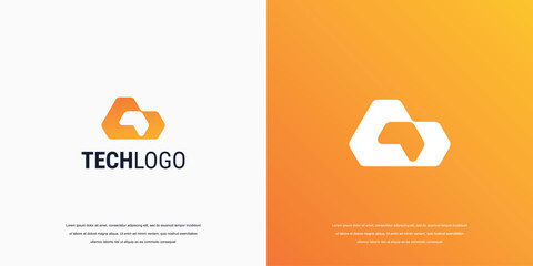 technology logo design inspiration, letter logo