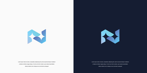 N logo, abstract  star logo