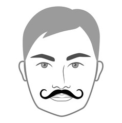 El Bandito mustache Beard style men face illustration Facial hair. Vector grey black portrait male Fashion template flat barber collection set. Stylish hairstyle isolated outline on white background.