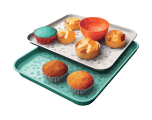 cupcakes on white plate, sweet refreshment