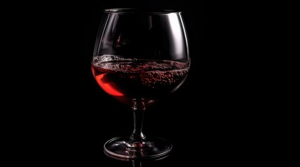 Glass of red wine isolated on black background