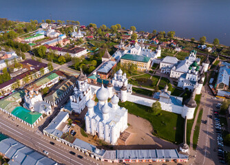 Panoramic cityscape of Russian city Rostov the Great and Rostov Kremlin