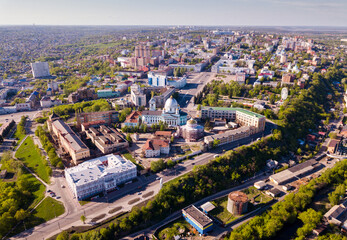 Obraz premium Panoramic aerial view of district of Kursk with houses, Russia