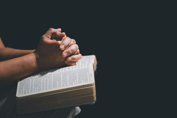 Christian life crisis prayer to god. Woman pray for god blessing to wishing have a better life....