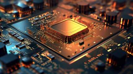 Fototapeta na wymiar Computer chip. Semiconductor. Circuit board technology