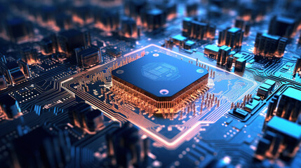 Fototapeta na wymiar Computer chip. Semiconductor. Circuit board technology