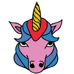 face illustration of a cute unicorn