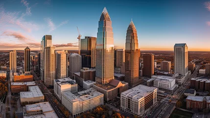 Aerial view of Charlotte, NC skyline and financial district in North Carolina - a luxurious US city landscape: Generative AI © AIGen