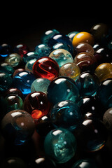 Colorful glass marbles generative AI