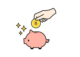 貯金箱に小銭を入れる指先