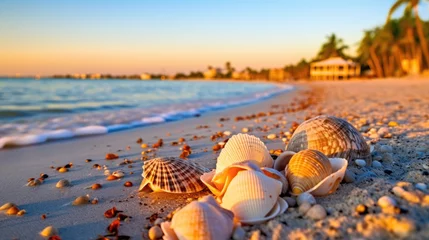 Fotobehang sunset on the beach Sanibel Island Florida © Stream Skins