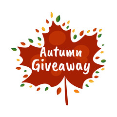 Autumn giveaway design with decorative pumpkins, acorns and colorful leaves on transparent background