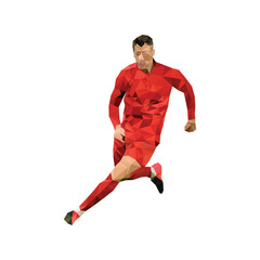 vector illustration of football players in red shirts running on white background