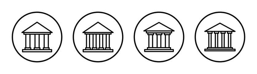 Bank icon set illustration. Bank sign and symbol, museum, university