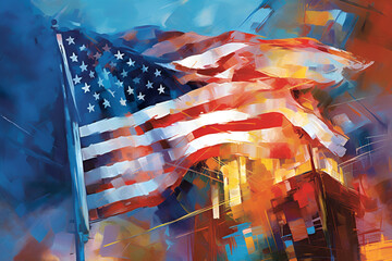 Abstract image of the American flag Generative AI