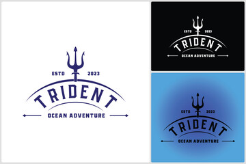 Trident Neptune God Poseidon Triton King Spear Icon Logo Vector Design