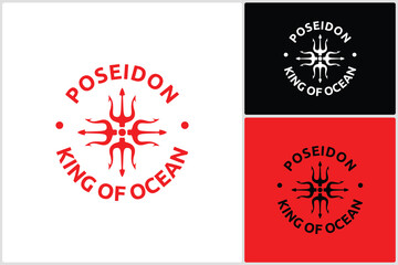 Vintage Circular Crossed Emblem Trident Neptune God Poseidon Triton King Spear Icon Logo Vector Design © ririn